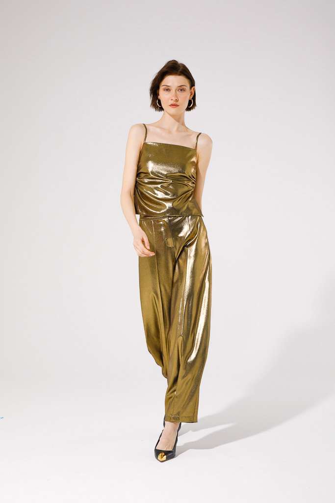 PANTALONE FLUIDO METALLIZATO