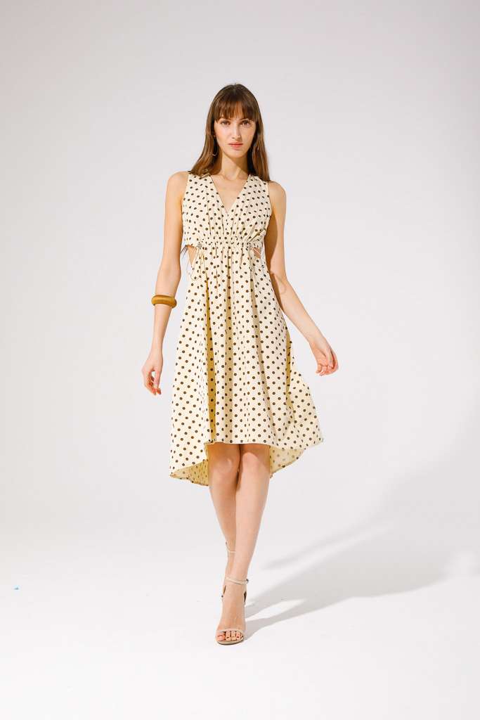 VESTITO  A POIS CON CUT OFF