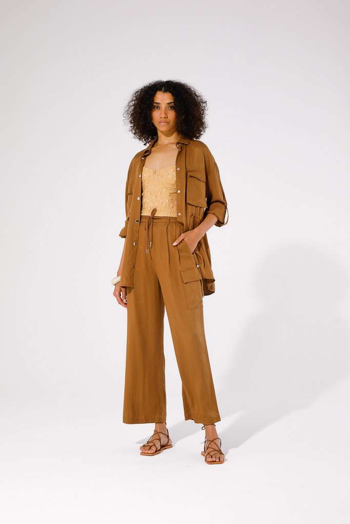 PANTALONI CARGO IN TENCEL