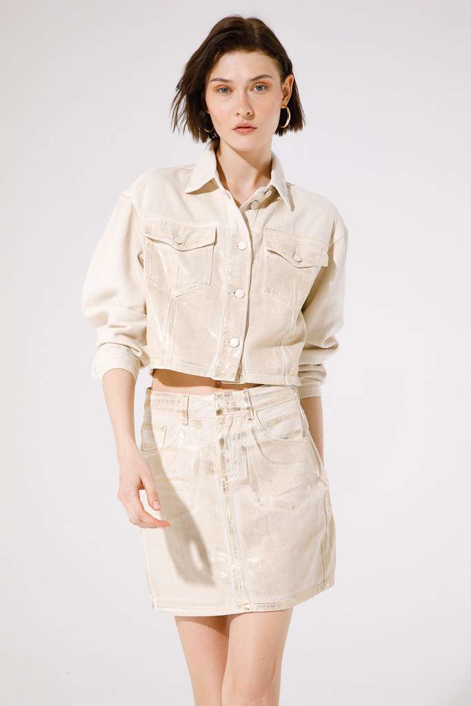 GIACCA IN DENIM LAMINATA ORO