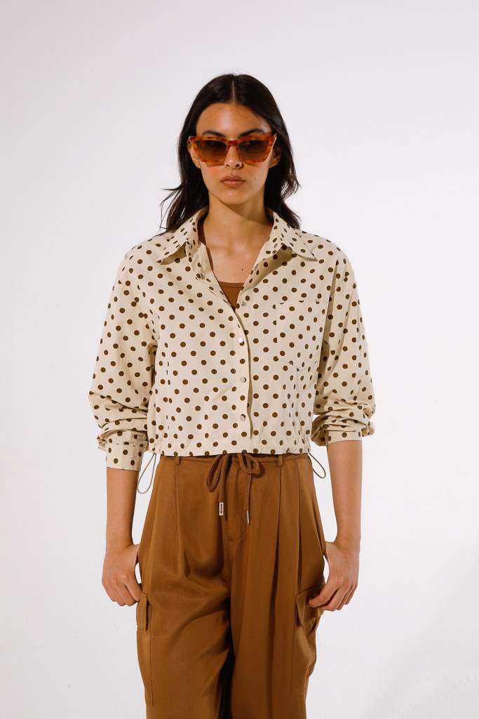 POLKA DOT POPLIN SHIRT WITH INTEGRATED TOP