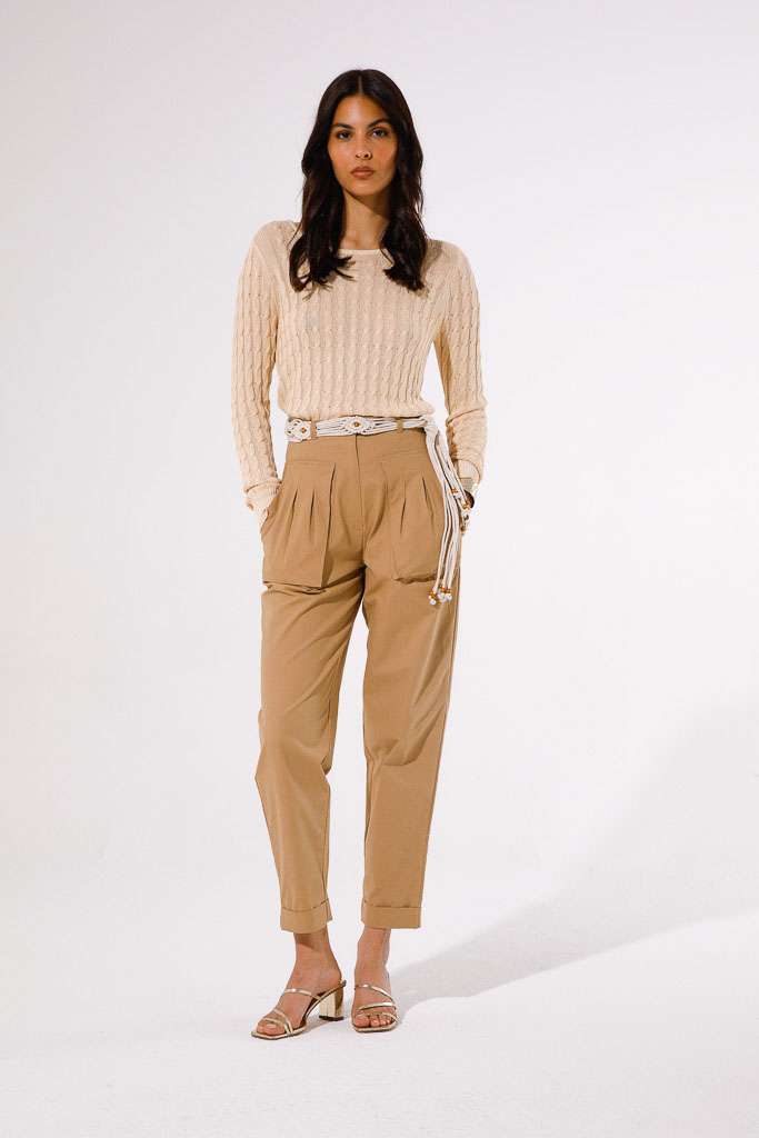 PANTALONE IN COTONE CON CINTURA