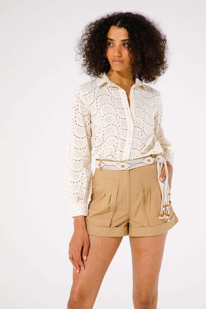 SHORTS IN COTONE CON CINTURA