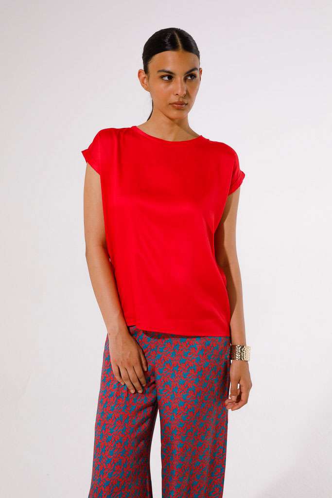 BLUSA GIROCOLLO IN RASO DI VISCOSA