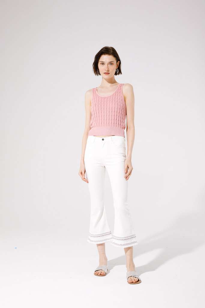 PANTALONE BIANCO CON RICAMO