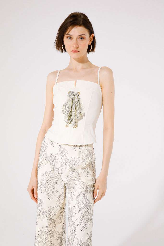 TOP BUSTIER CON FIOCCO IN PIZZO