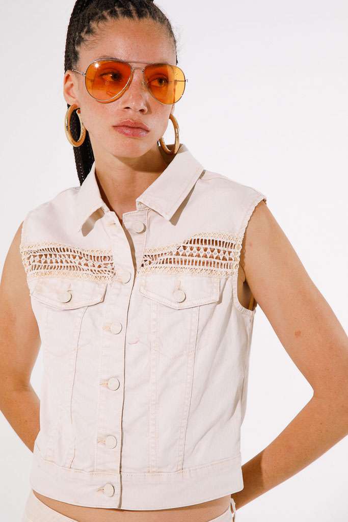 GILET CON TRASPARENZE IN PIZZO