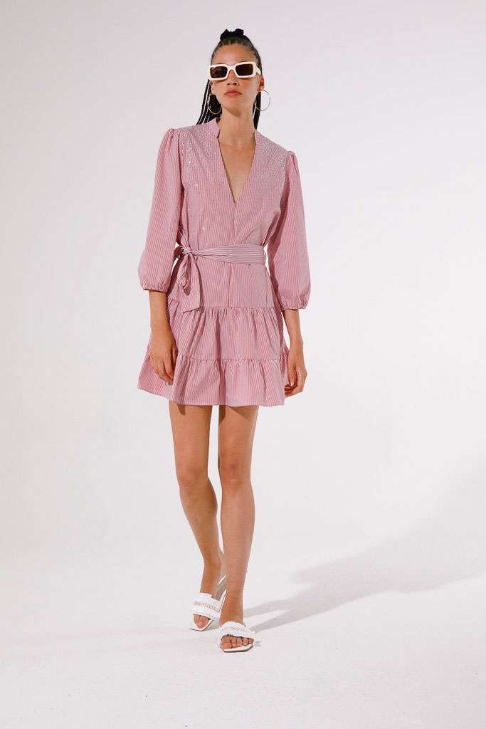 VESTITO A RIGHE IN POPELINE<br>