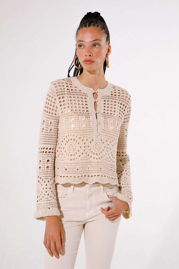MAGLIONE CROCHET IN COTONE<br>