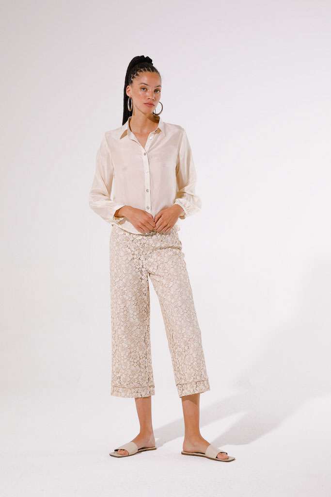PANTALONE CROPPED IN PIZZO