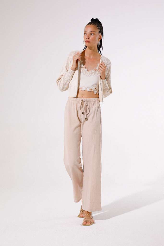 PANTALONE FLUIDO MISTO LINO
