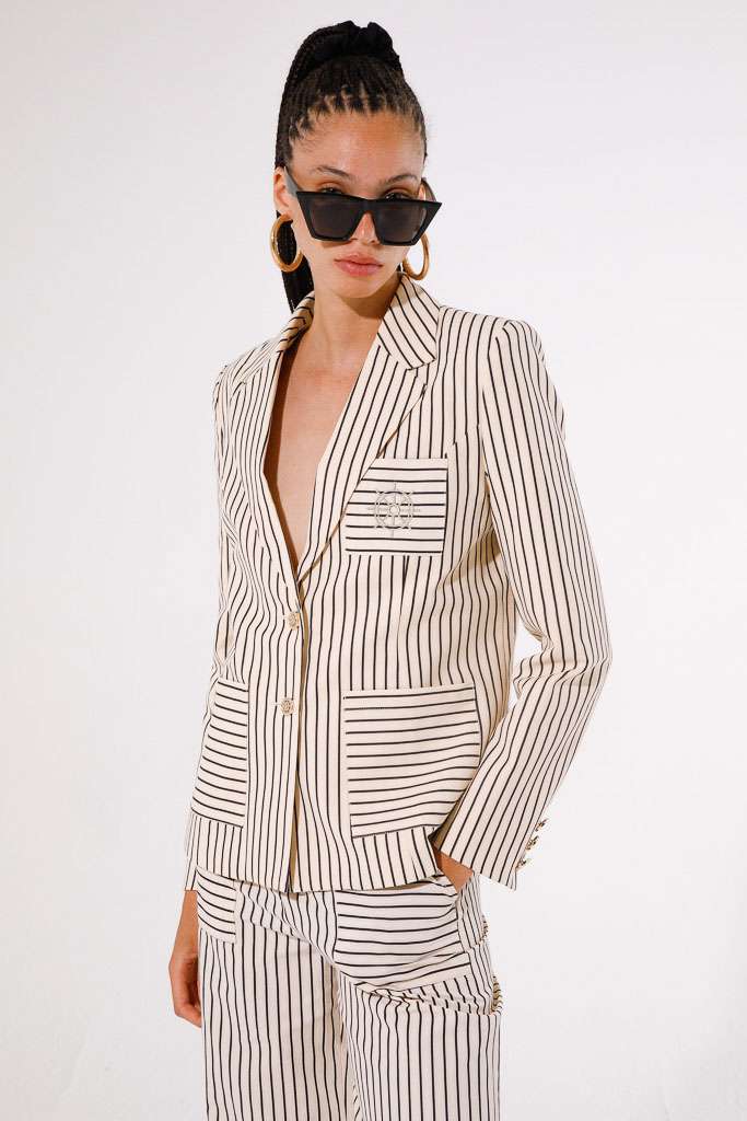 GIACCA IN COTONE A RIGHE<br>