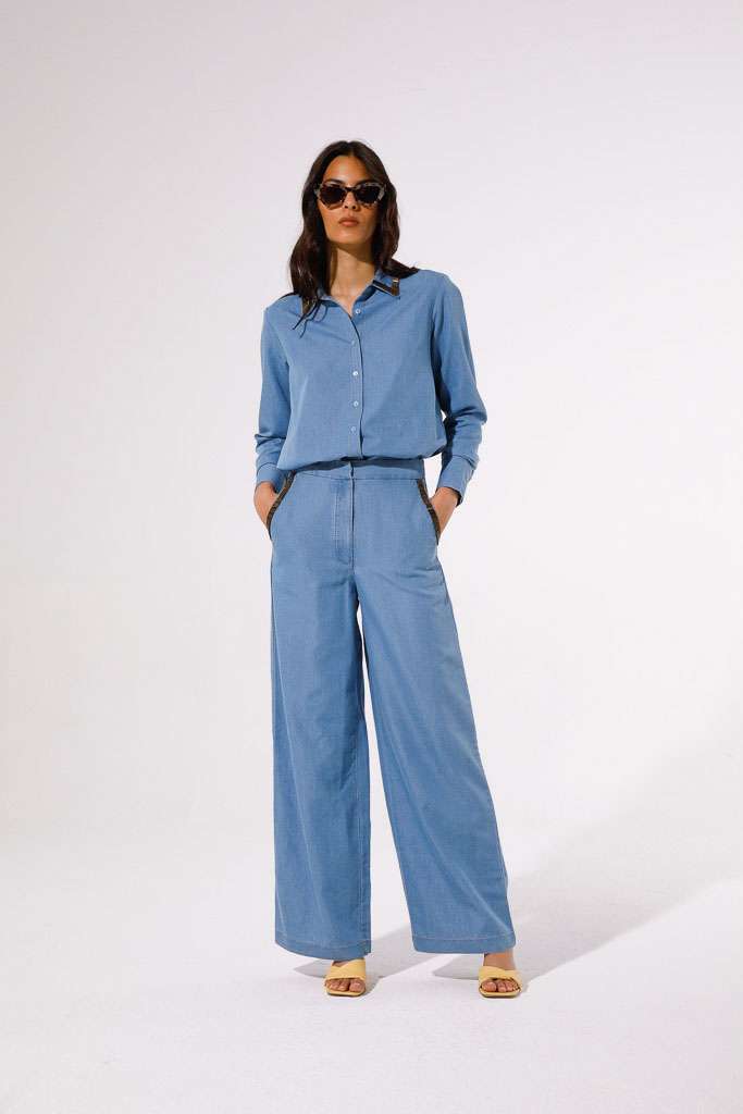 PALAZZO TROUSERS IN FLUID DENIM