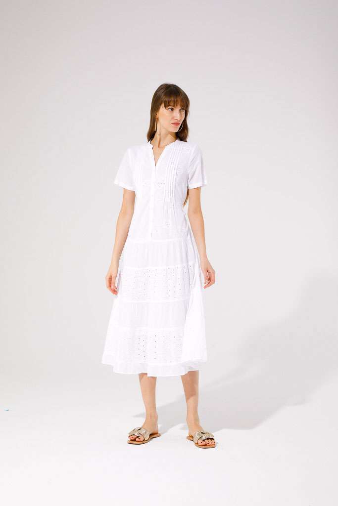 VESTITO MIDI IN GARZA DI COTONE