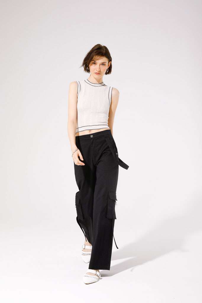 PANTALONE CARGO IN GABARDINA