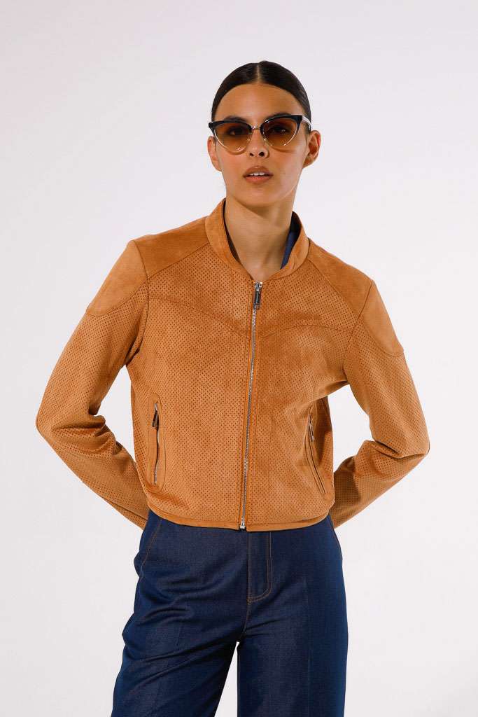 BOMBER IN SUEDE TRAFORATO