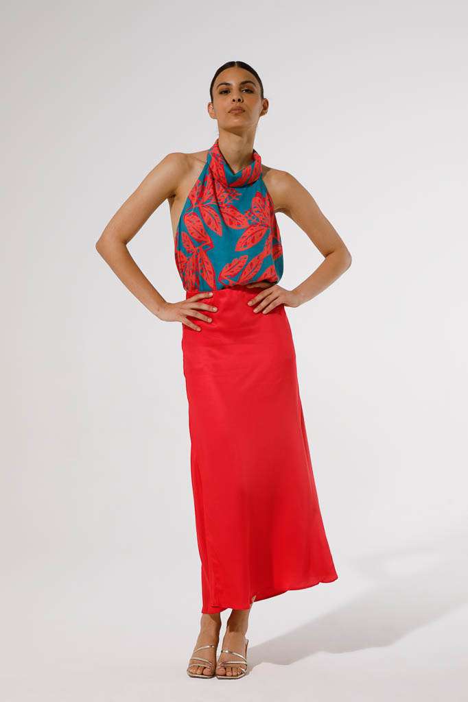 TOP HALTER IN VISCOSA STAMPATO