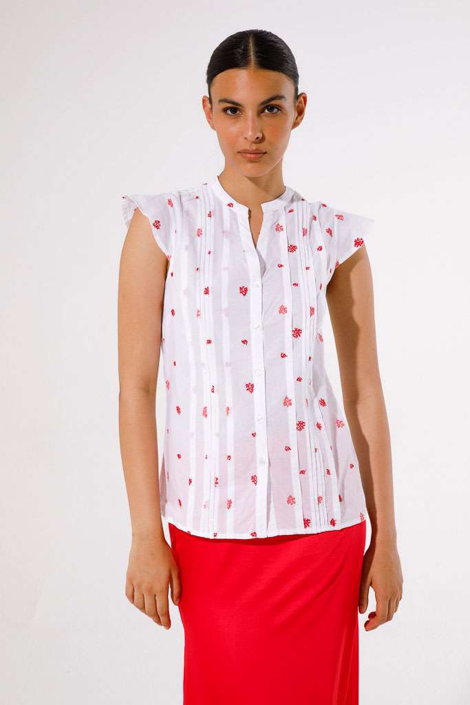 CAMICIA CON CORALLI RICAMATI