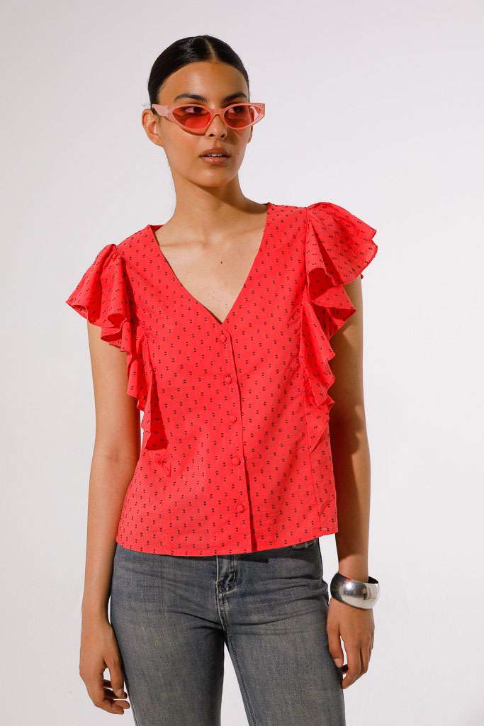 CAMICIA CON VOLANT SULLE MANICHE
