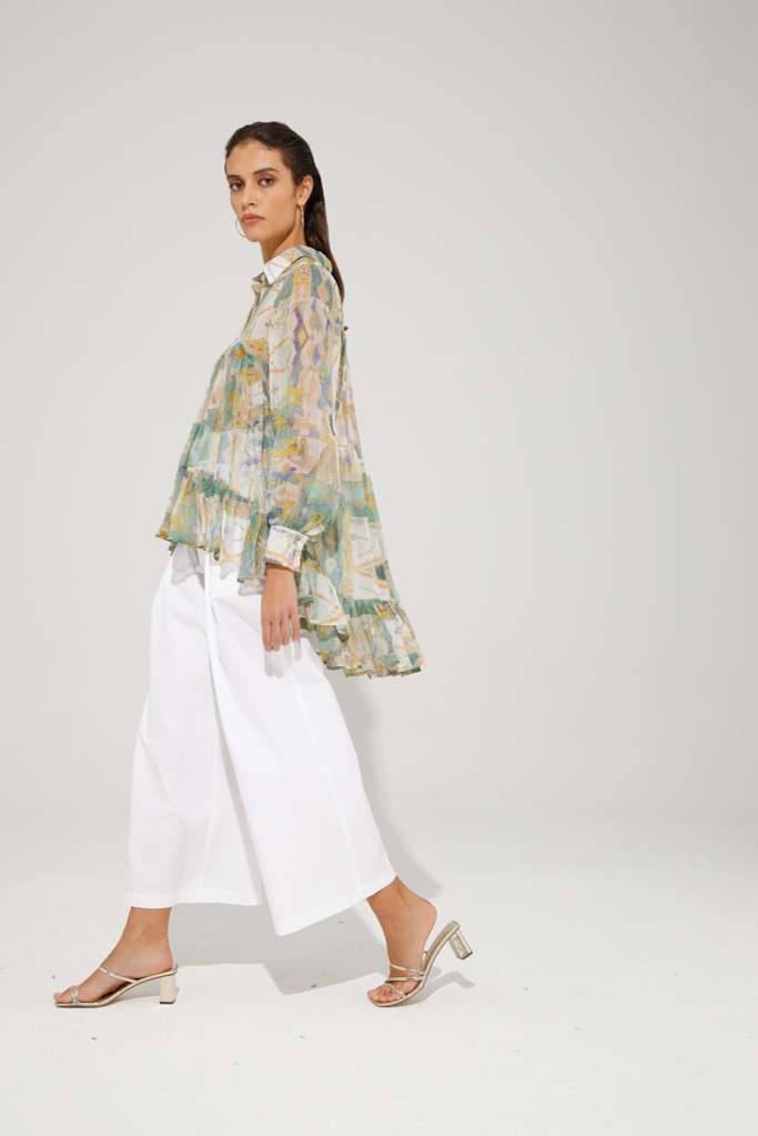 BLUSA IN CHIFFON STAMPA ACQUERELLO - REF: KIRKY