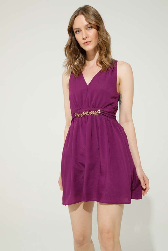 VESTITO CORTO CON ACCESSORIO CATENE IN VITA - REF: VALENTE