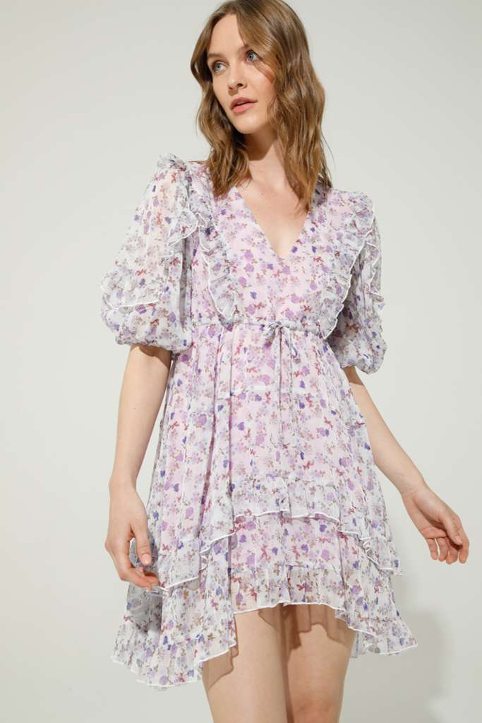 VESTITO IN CHIFFON STAMPA FLOREALE - REF: LUNA