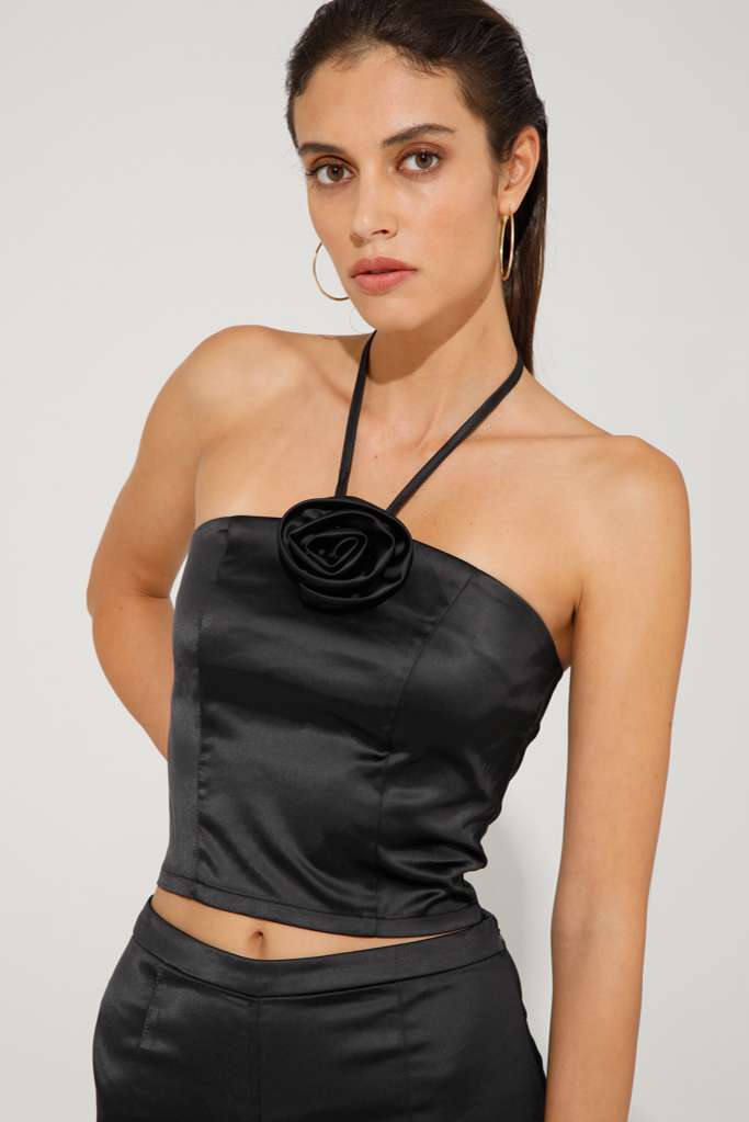 TOP CORTO IN RASO ELASTICIZZATO - REF: IRIS