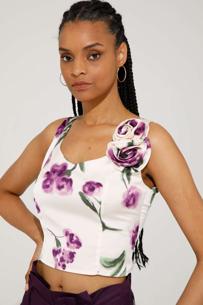 TOP RASO CON ESTAMPADO FLORAL - REF: PAPPY