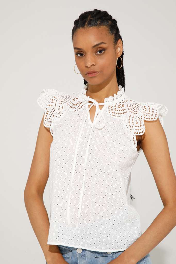 BLUSA IN COTONE SANGALLO - REF: PARIGI
