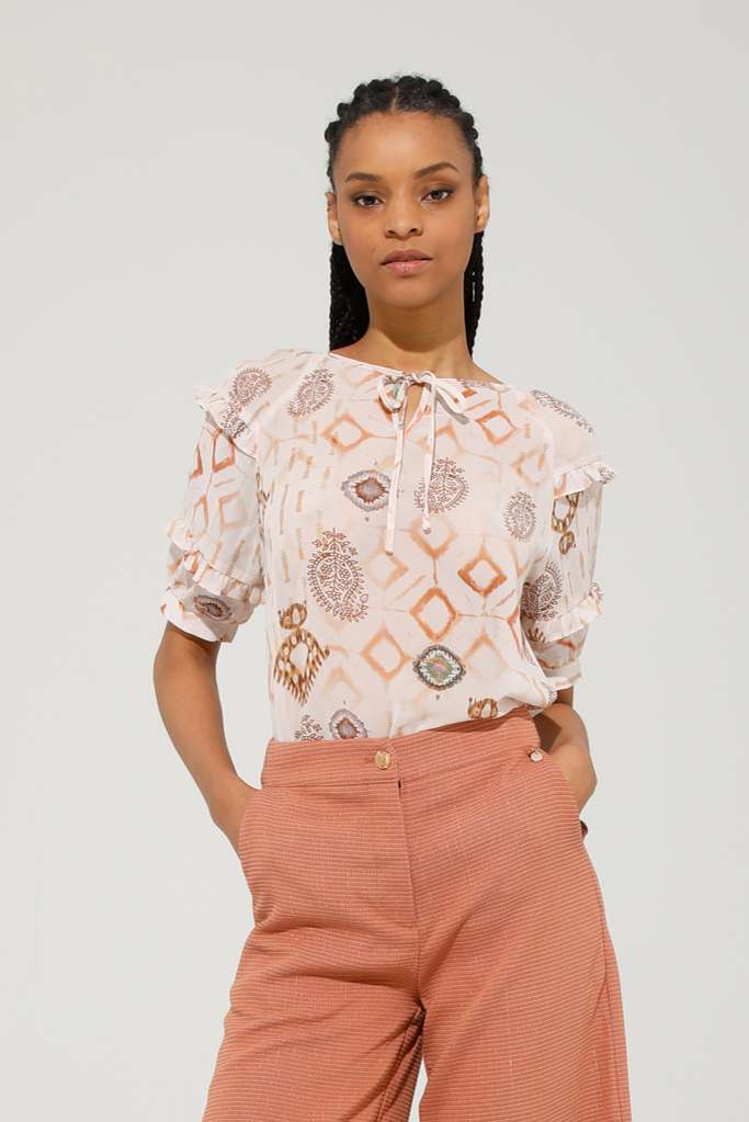 CAMICIA IN CHIFFON STAMPA ETNO - REF: PENELOPE