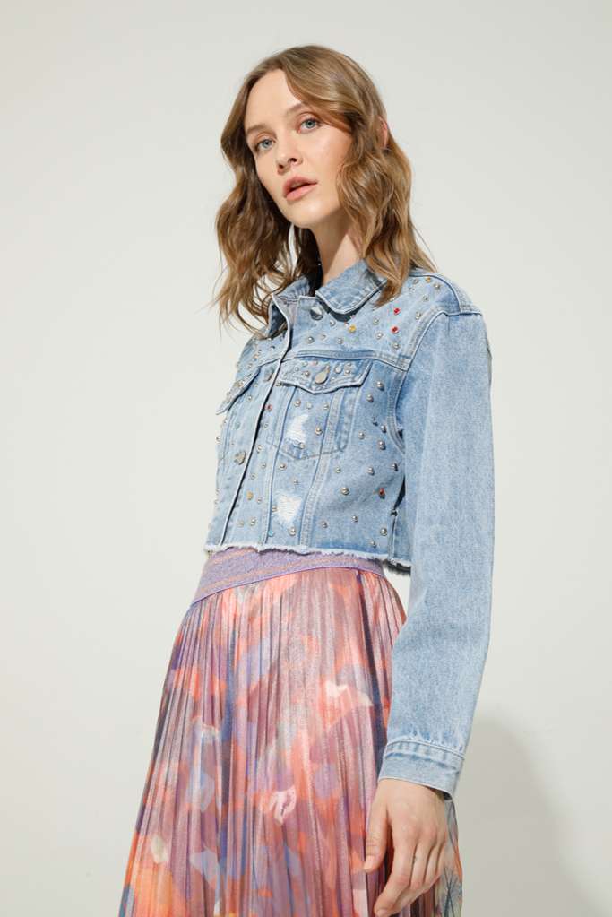 GIACCA IN DENIM CON RIVETTI COLORATI - REF: PORTO ALEGRE