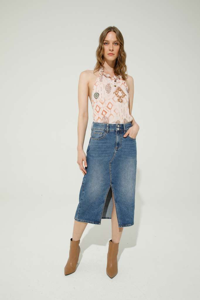 GONNA MIDI TUBINO IN JEANS - REF: BUENOS AIRES