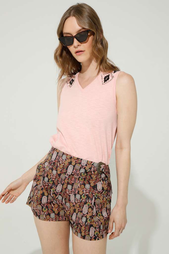 SHORTS IN COTONE CON FIBBIA IN METALLO - REF: PAISLEY