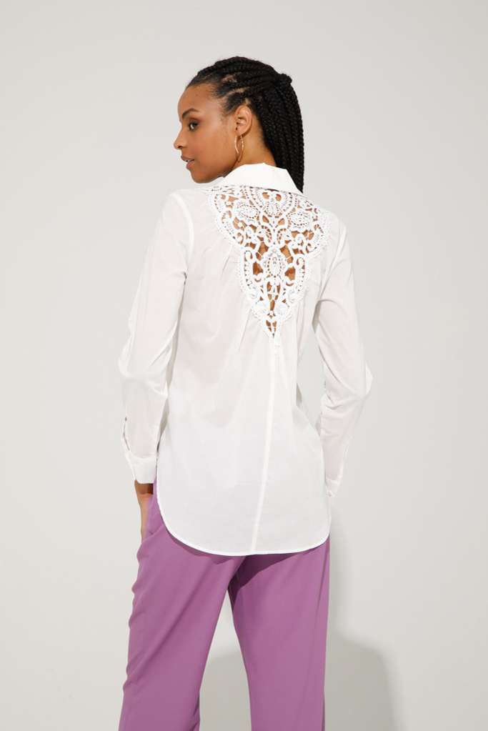 CAMICIA IN POPELINE CON PIZZO SULLA SCHIENA - REF: MARYSOL