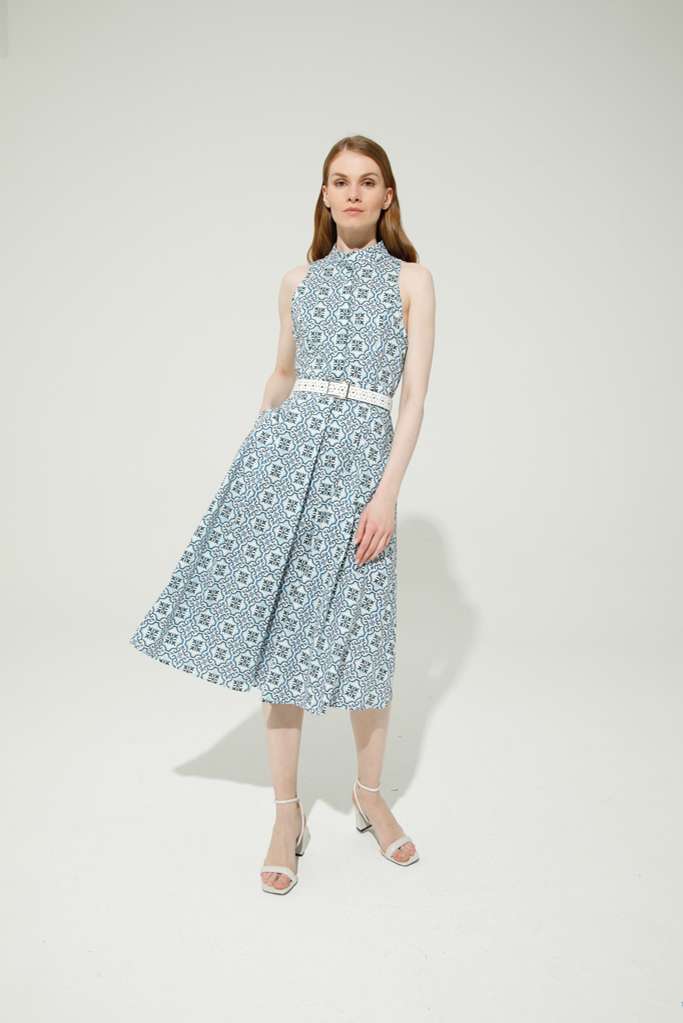 VESTIDO MIDI MAIOLICA ESTAMPADO - REF: BLANCA