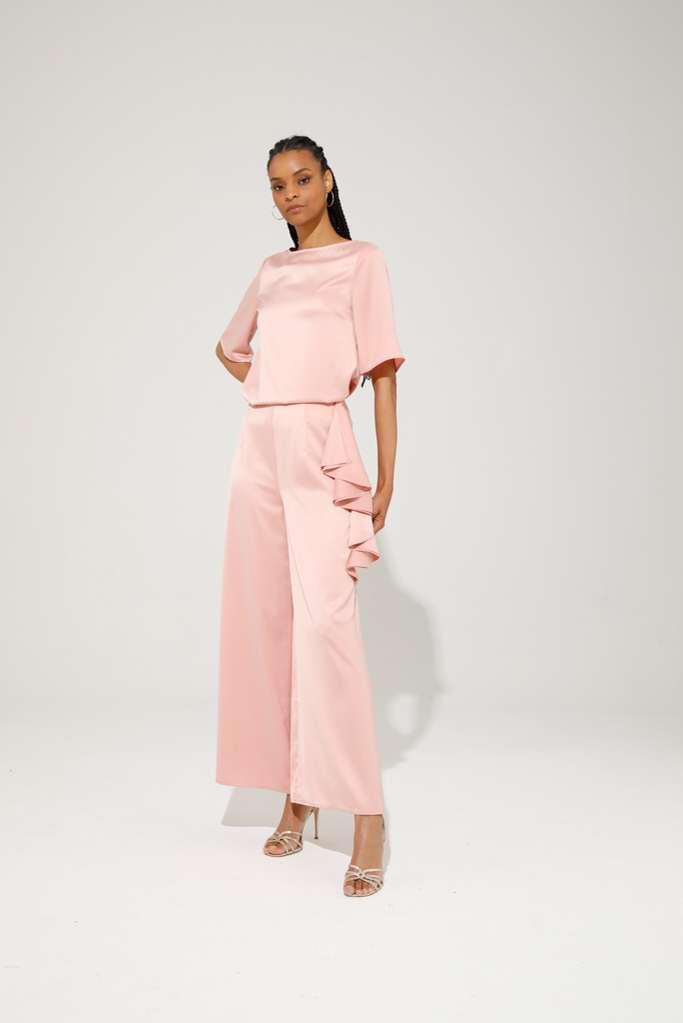 PANTALONE IN RASO CON ROUGE SUL FIANCO - REF: DRAPPIA