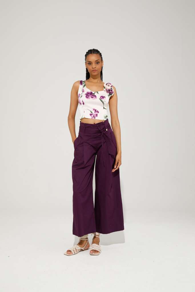 PANTALONE PALAZZO IN POPELINE - REF: LOS ANGELES